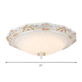Vintage Style White Opaline Glass Led Flushmount Ceiling Lamp - 14 16.5 21 Wide Warm/White Light
