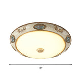 Retro Style Dome Opal Glass Flush Mount Led Bedroom Ceiling Light Fixture - Gold Finish Warm/White