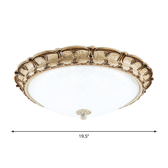 16’/19.5’ Antique - Style Brown Floral Flushmount Led Ceiling Light In Opal Glass - Warm/White