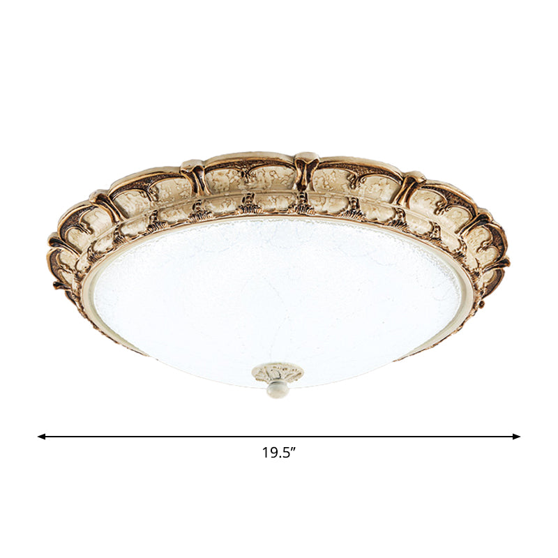 16/19.5 Antique-Style Brown Floral Flushmount Led Ceiling Light In Opal Glass - Warm/White Lighting