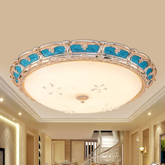 Opal Glass Domed Flush Light Fixture Countryside Led Bedroom Mounted Lamp 13’/16’/19.5’ In