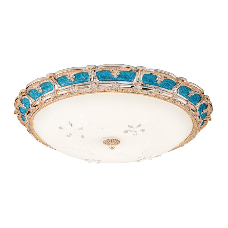 Opal Glass Domed Flush Light Fixture Countryside Led Bedroom Mounted Lamp 13’/16’/19.5’ In