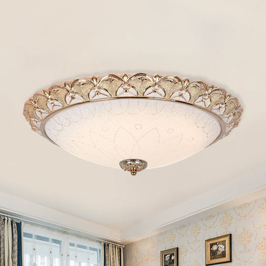 Farmhouse Dome Flush Light Fixture - Cream Glass Led Mount Ceiling Lamp In Gold (14/16/20) / 14 Warm