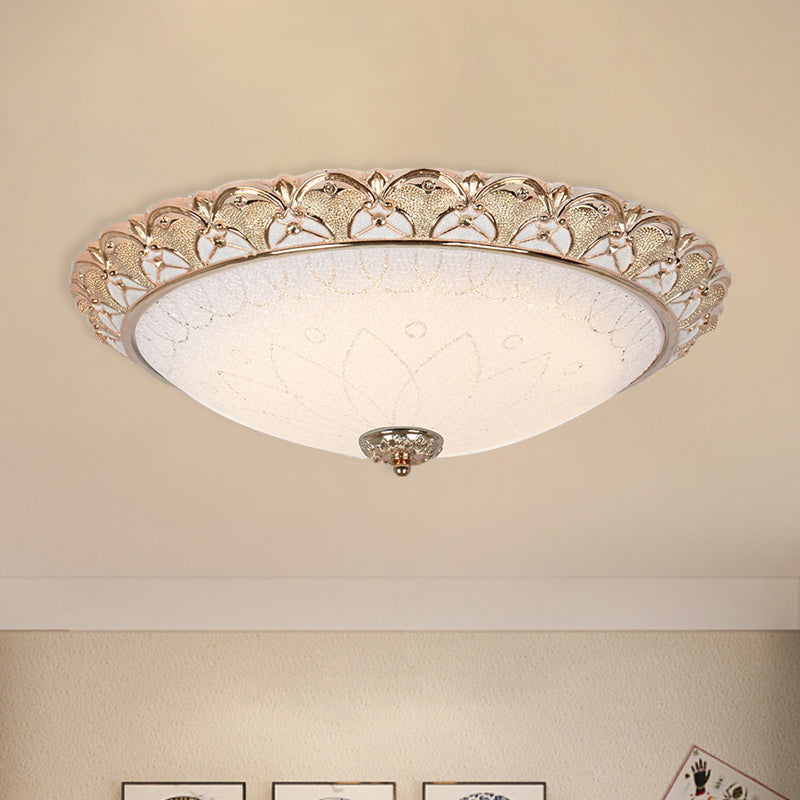 Farmhouse Dome Flush Light Fixture - Cream Glass Led Mount Ceiling Lamp In Gold (14’/16’/20’)