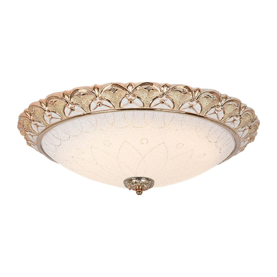 Farmhouse Dome Flush Light Fixture - Cream Glass Led Mount Ceiling Lamp In Gold (14/16/20)