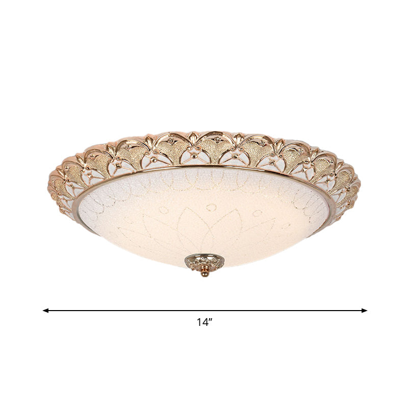 Farmhouse Dome Flush Light Fixture - Cream Glass Led Mount Ceiling Lamp In Gold (14’/16’/20’)