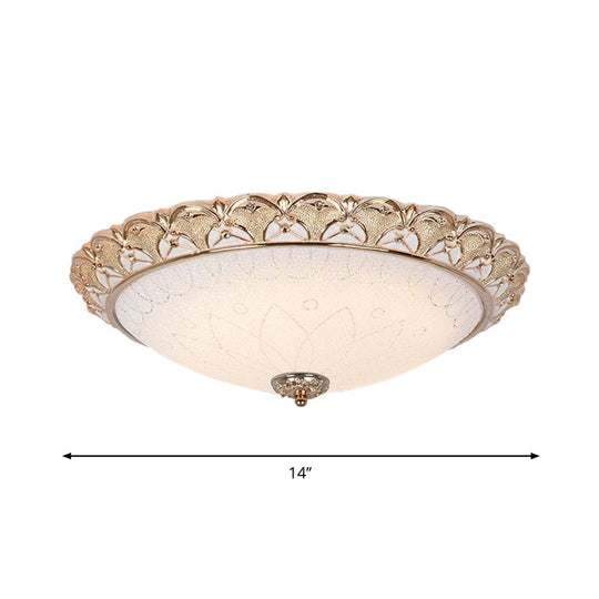 Farmhouse Dome Flush Light Fixture - Cream Glass Led Mount Ceiling Lamp In Gold (14/16/20)