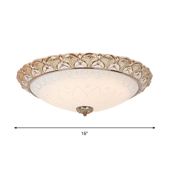 Farmhouse Dome Flush Light Fixture - Cream Glass Led Mount Ceiling Lamp In Gold (14/16/20)