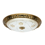 Farmhouse Textured Glass Bowl Flushmount - Led Bedroom Flush Mount Lighting In Gold With Warm/White