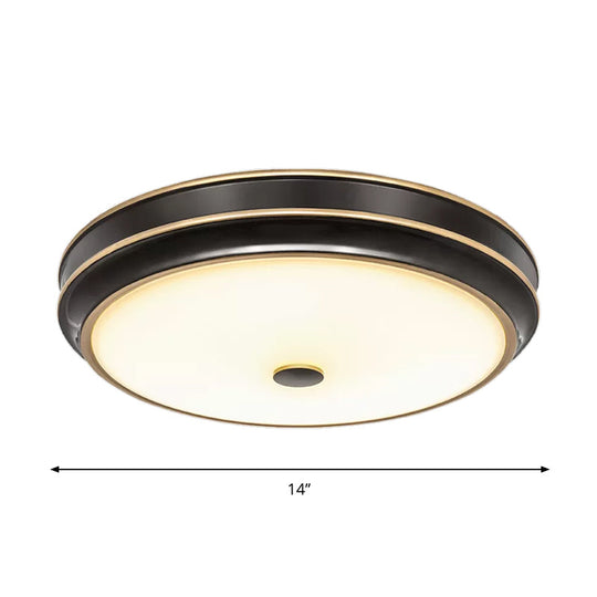 Opal Glass Black Flush Mount Led Ceiling Light - Countryside Style 12’/14’/18.5’ Diameter