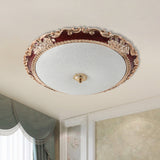 14/16/19.5 Led Bowl Flush Mount Lamp Countryside Red/Blue Finish Ceiling Light For Bedroom