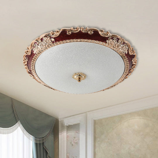 14/16/19.5 Led Bowl Flush Mount Lamp Countryside Red/Blue Finish Ceiling Light For Bedroom