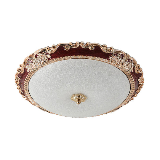 14/16/19.5 Led Bowl Flush Mount Lamp Countryside Red/Blue Finish Ceiling Light For Bedroom