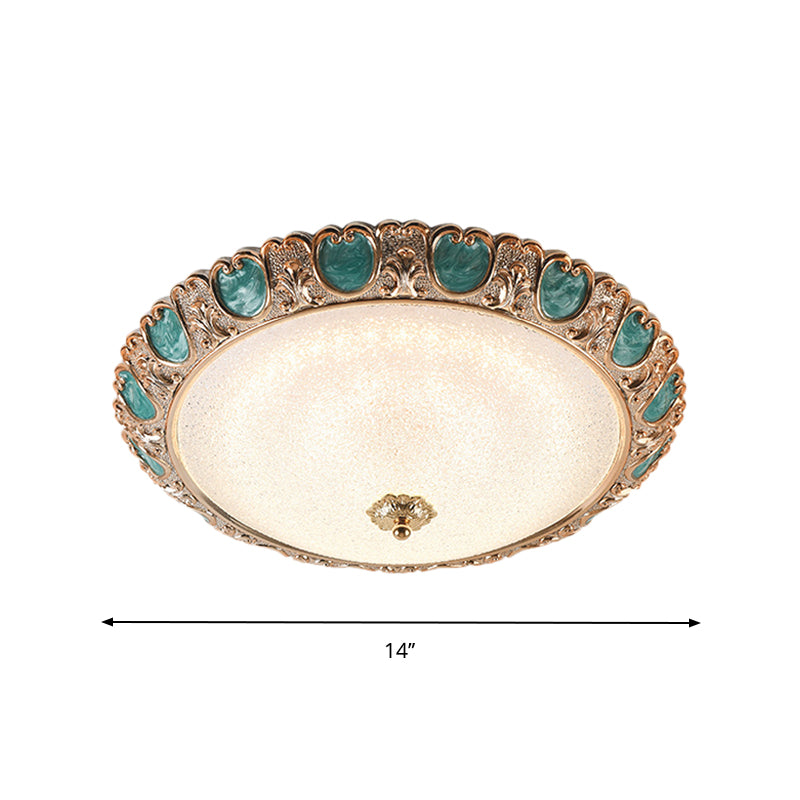 Blue Dome Ceiling Light With Led And Country Cream Glass In Warm/White Available 3 Sizes