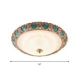 Blue Dome Ceiling Light With Led And Country Cream Glass In Warm/White Available 3 Sizes