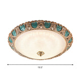 Blue Dome Ceiling Light With Led And Country Cream Glass In Warm/White Available 3 Sizes