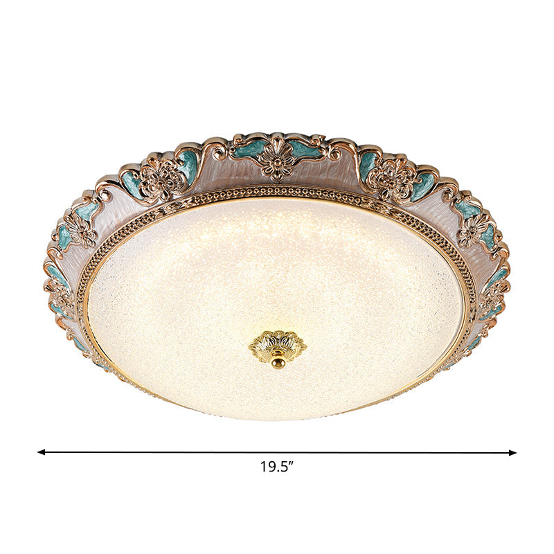 Farmhouse Dome Shade Flushmount Lamp - 14/16/19.5 Width Gold/Brown Frosted Glass Led Ceiling Flush
