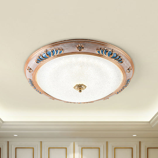 Frosted Glass Ceiling Lamp Fixture - Countryside Led Flush Lighting In Gold Warm/White Light
