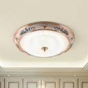 Frosted Glass Ceiling Lamp Fixture - Countryside Led Flush Lighting In Gold Warm/White Light