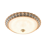 Farmhouse Led Flush Mounted Light With Glass Dome Shade In Gold For Bedroom - Warm/White Options