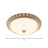 Farmhouse Led Flush Mounted Light With Glass Dome Shade In Gold For Bedroom - Warm/White Options