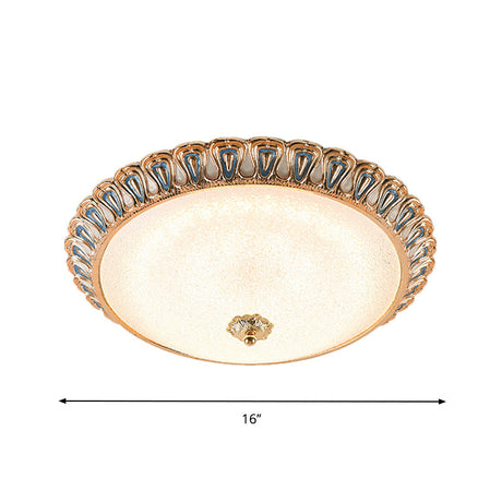 Farmhouse Led Flush Mounted Light With Glass Dome Shade In Gold For Bedroom - Warm/White Options