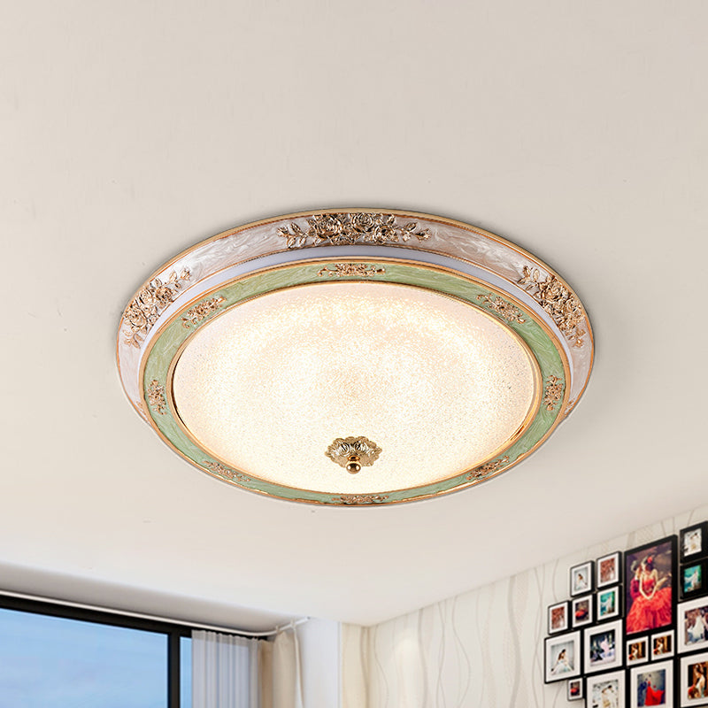 Green Seeded Glass Flush Mount Led Lamp In Warm/White Light Available 3 Sizes: 14 16 19.5