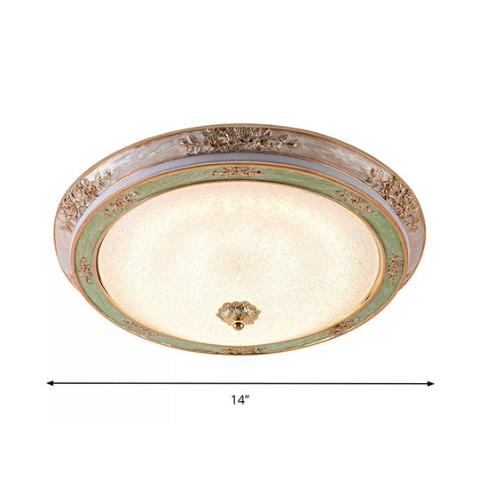 Green Seeded Glass Flush Mount Led Lamp In Warm/White Light Available 3 Sizes: 14’ 16’ 19.5
