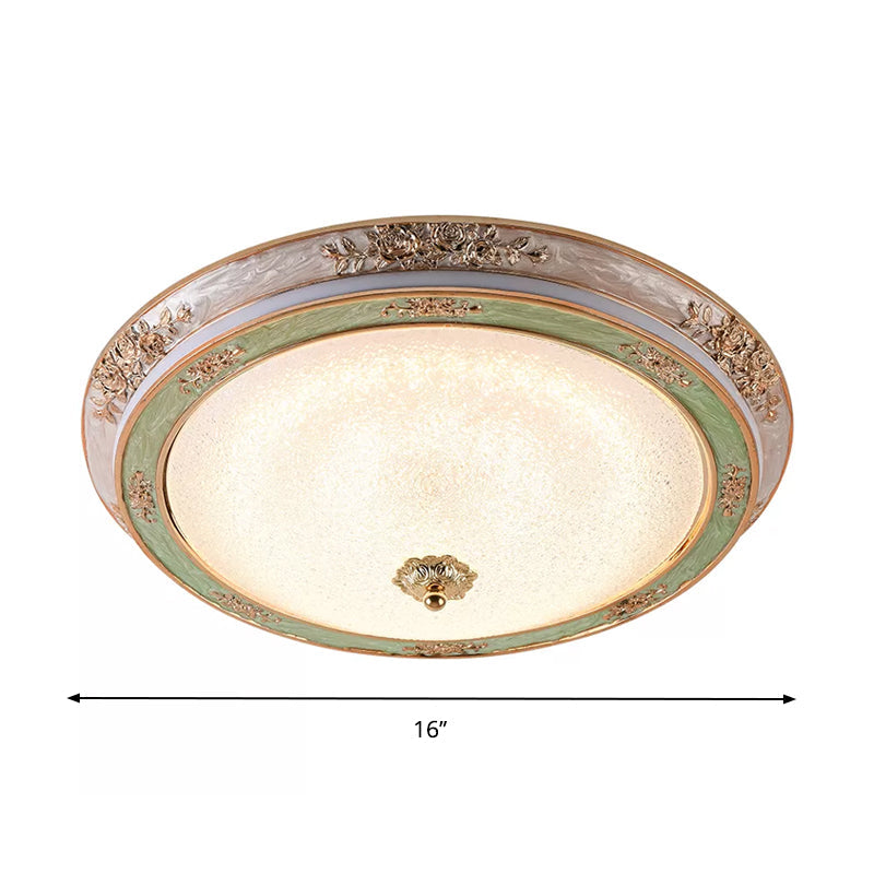 Green Seeded Glass Flush Mount Led Lamp In Warm/White Light Available 3 Sizes: 14 16 19.5