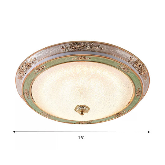 Green Seeded Glass Flush Mount Led Lamp In Warm/White Light Available 3 Sizes: 14 16 19.5