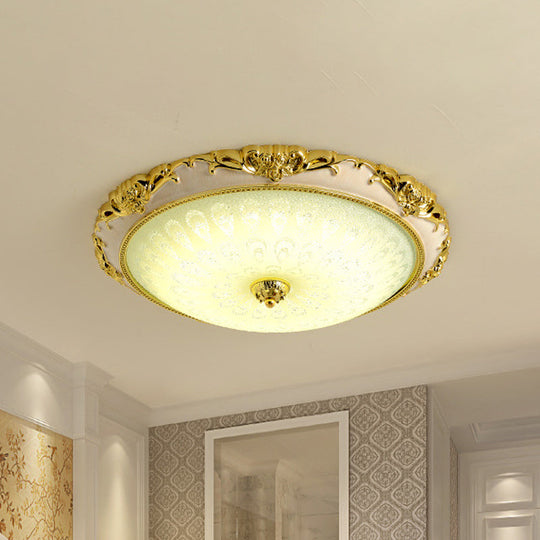 Antique Gold Flushmount Led Ceiling Lamp For Bedroom - Opal Glass With 3 Size Options / 12