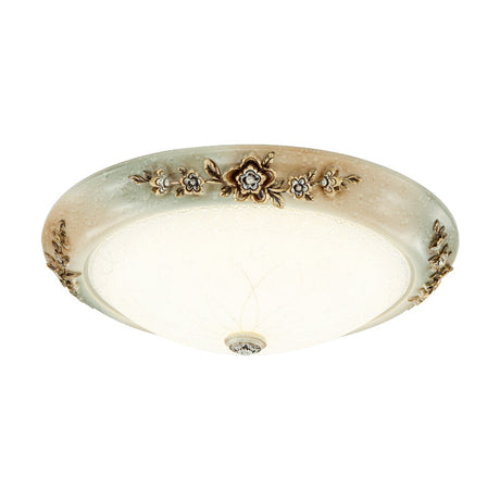 Traditional Led Dome Ceiling Light With Milky White Glass In 3 Sizes And 2 Temperatures -White/Brown