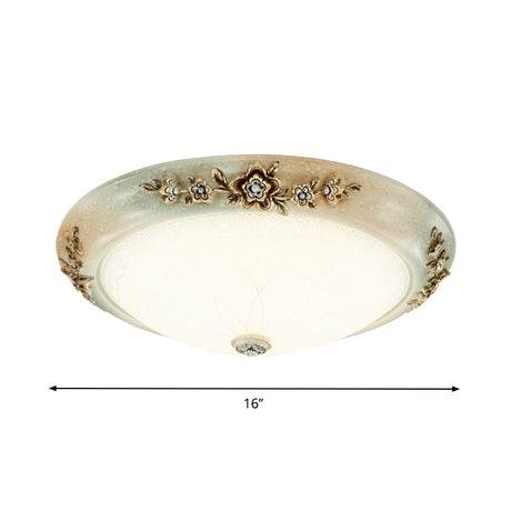 Traditional Led Dome Ceiling Light With Milky White Glass In 3 Sizes And 2 Temperatures -White/Brown