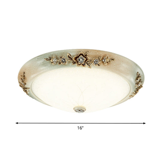 Traditional Led Dome Ceiling Light With Milky White Glass In 3 Sizes And 2 Temperatures -White/Brown