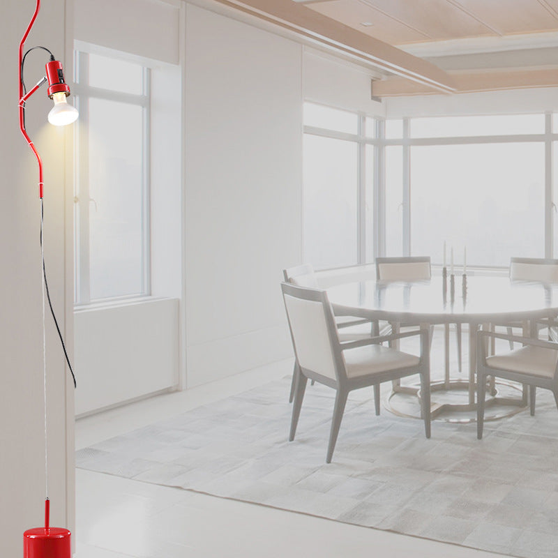 Adjustable Line Hanging Spot Light In Modern Metallic Style | Red/White 1-Light Living Room