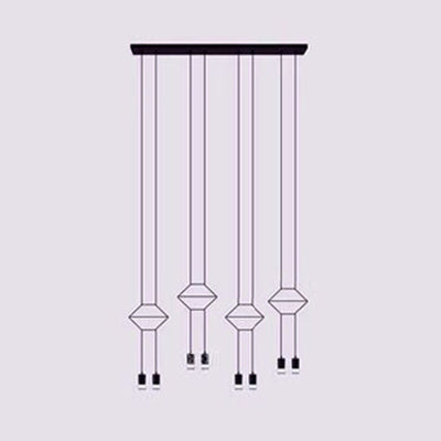 Modern Geometric Metal Suspension Pendant Light - 2/4/6 Black Ceiling Lights 8 /