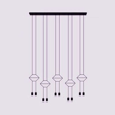 Modern Geometric Metal Suspension Pendant Light - 2/4/6 Black Ceiling Lights