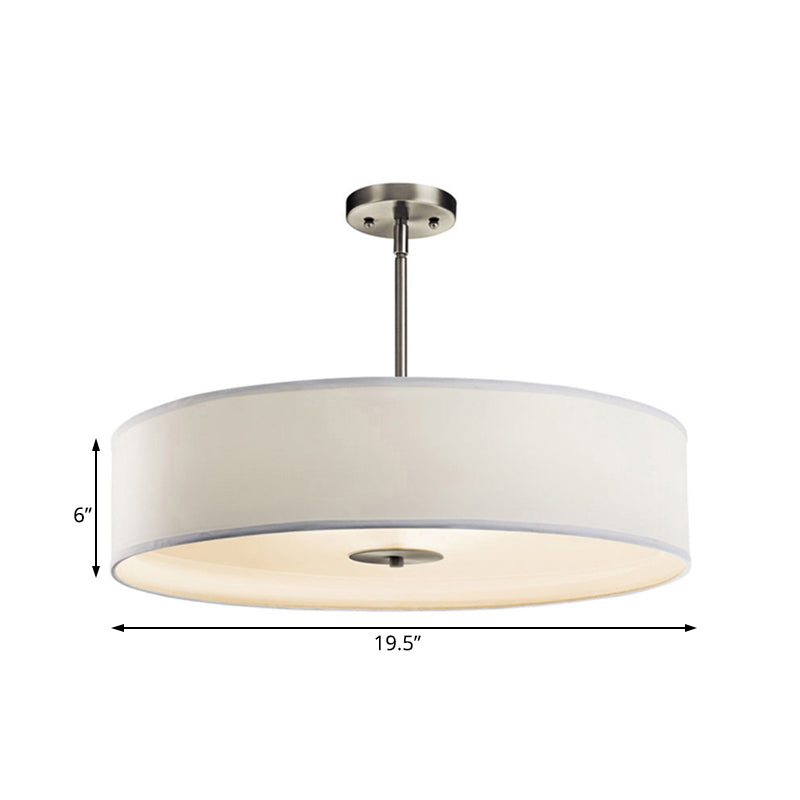 Modern White Led Drum Pendant Light Fixture - 16/19.5/23.5 Dia