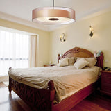 Modern Fabric Coffee Led Drum Pendant Light Fixture - Multiple Sizes Available