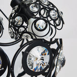Modern Crystal Dome Metal Cage Pendant Lamp With White/Black Hanging Lights - Round/Linear Canopy