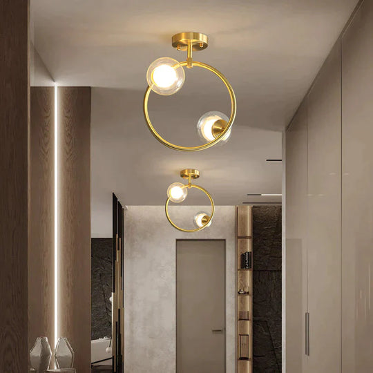 Nordic Corridor Balcony Copper Ceiling Lamp