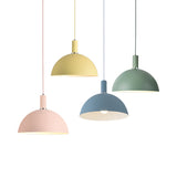 Modern Dome Suspension Light - Aluminum Pendant Lamp With Macaron Candy Colors