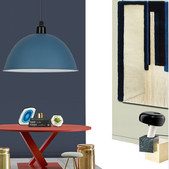 Nordic Stylish Bowl Pendant Lamp - Single Light Aluminum Hanging For Gallery Cafe