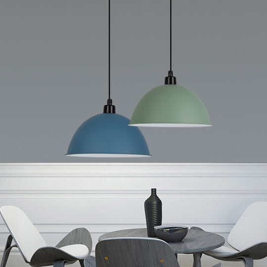 Nordic Stylish Bowl Pendant Lamp - Single Light Aluminum Hanging For Gallery Cafe