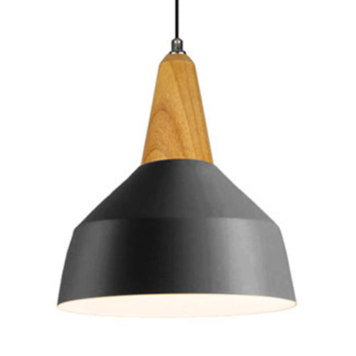 Stylish Nordic Pendant Light For Study Room - Aluminum & Wood Suspension Black / 10