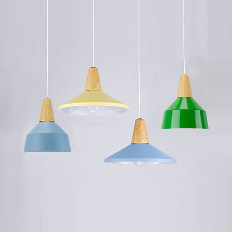 Adjustable Aluminum Pendant Light - Modern Macaron Design 10/14 Inch Width Single Head Living Room