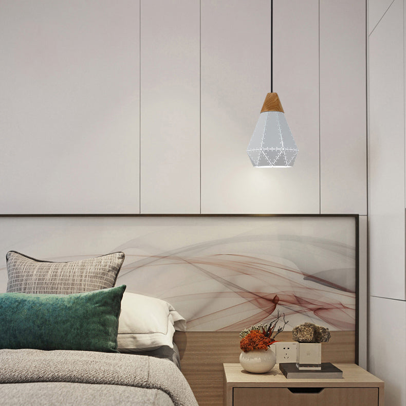 Modern Monochrome Pendant Light - Metallic Diamond Shape In Black/Grey/White 1 – Ideal For