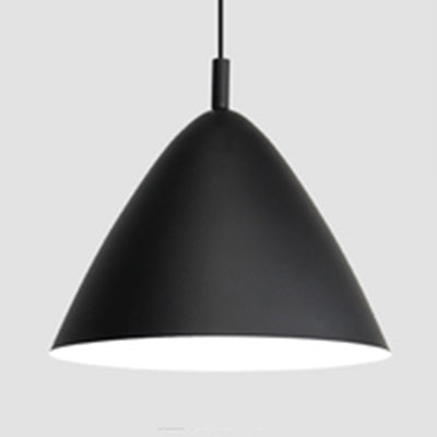 Stylish Monochrome Pyramid Hanging Light With Single Metallic Bulb - Perfect For Study Rooms Black /