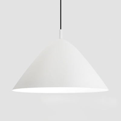 Stylish Monochrome Pyramid Hanging Light With Single Metallic Bulb - Perfect For Study Rooms White /