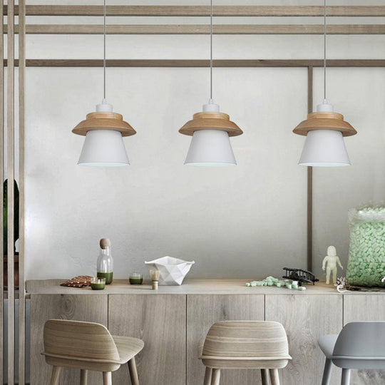 Asian Style Pendant Light With Wood Deco Metal - Coolie Shade Stairway Hanging 1